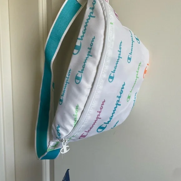 Champion White Logo Print Waist Pack with Teal, Pink, Lime and Orange Accents - Picture 3 of 4